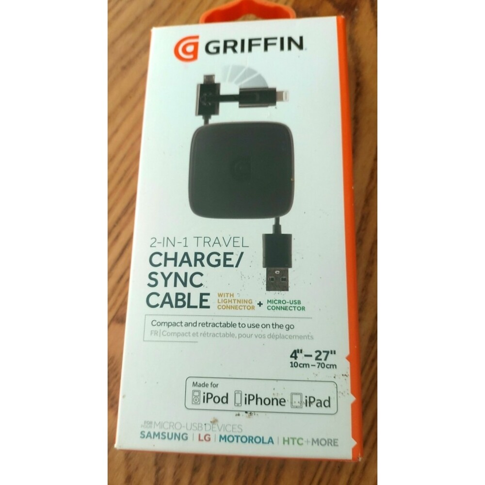 2 x Griffin Retractable Charge/Sync Cable with Lightning Connector and Micro-USB